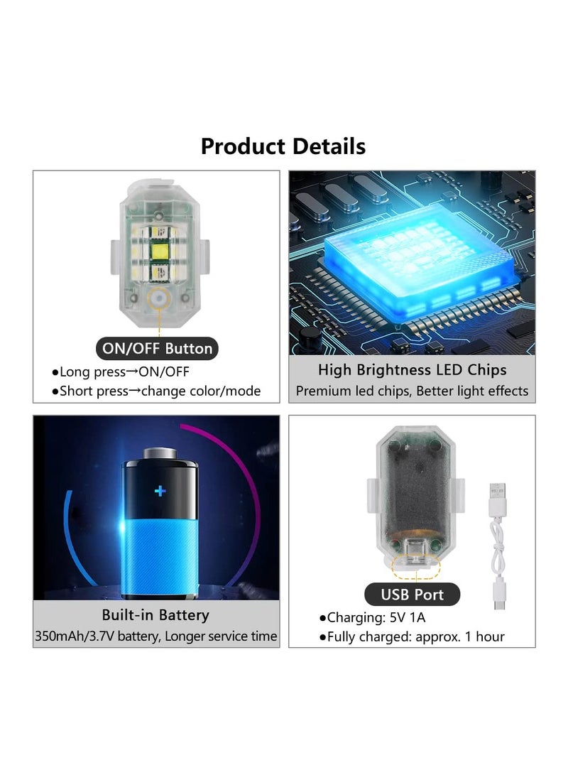 SYOSI Led Anti-Collision Strobe Lights, Wireless Remote Control 7 Colors USB Charging Led, Strobe Lights Drone, for Night Flying Riding Car Motorcycle Bike Scooter Emergency Warning Flash Light (4 Pcs)  - Image 5