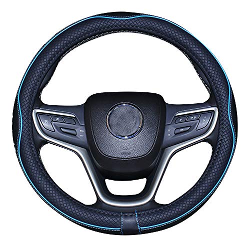 Mayco Bell Large Size Steering Wheel Cover Anti-Slip,Safety,Soft,Breathable,Durable,Full Surround,Comfortable Grip Microfiber Leather (15.5-16 inch, Black Blue) - Image 1