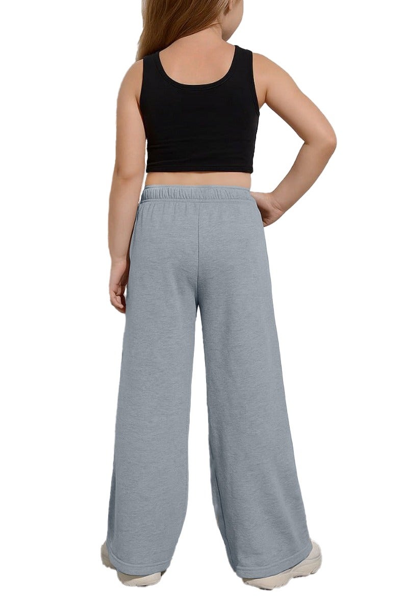 Nileton Sweatpants Wide Leg With Line For Kids & Teens – High Waist - Side Pockets Drawstring Pants for Girls - casual loose sports Pants - Daily wear Sportswear - Image 2
