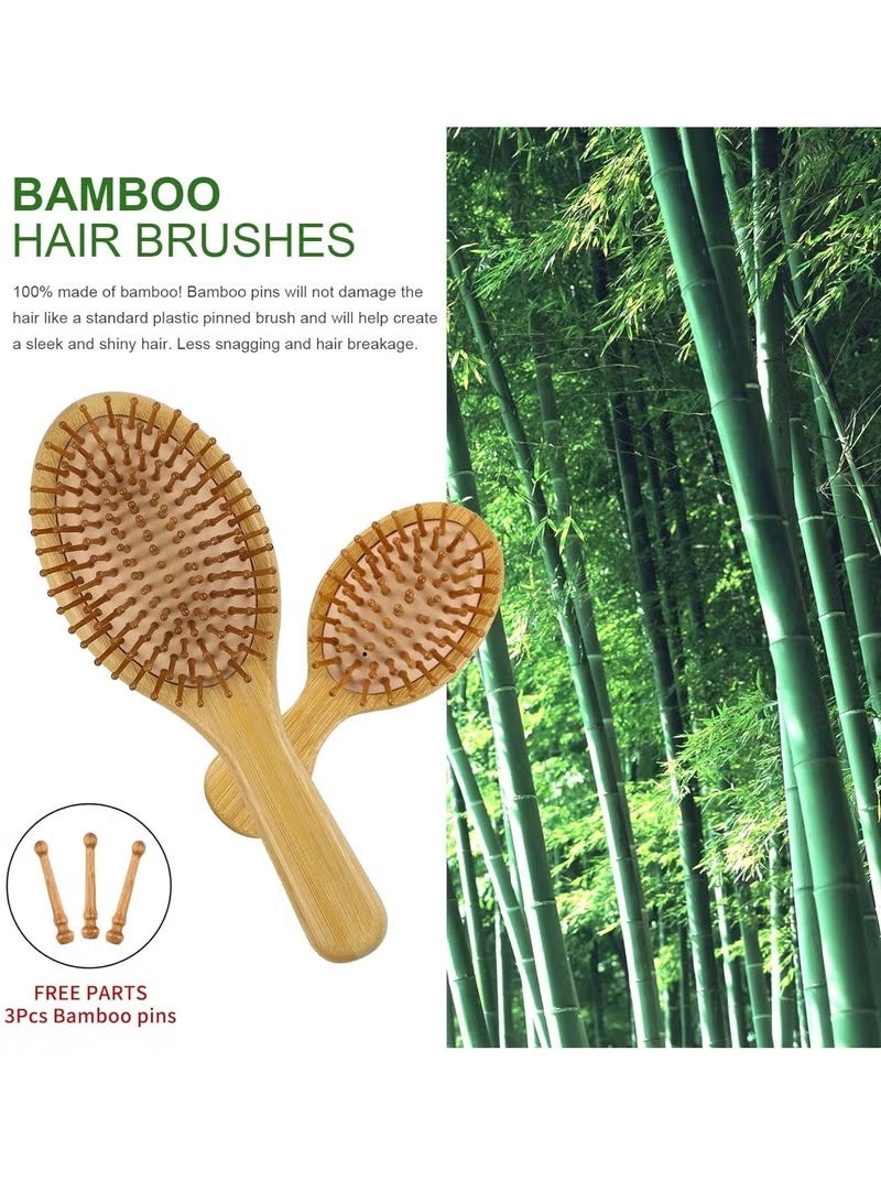 مجموعة فرشاة الشعر، 4 قطع من أمشاط الشعر تتضمن مشط واسع الأسنان ومشط ذيل، فرشاة شعر خشبية كبيرة وصغيرة الحجم لفك تشابك الشعر للنساء والرجال والأطفال للشعر السميك/الرفيع/المجعد/الجاف - Image 3