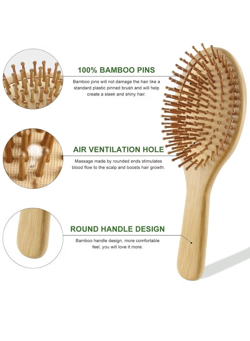 مجموعة فرشاة الشعر، 4 قطع من أمشاط الشعر تتضمن مشط واسع الأسنان ومشط ذيل، فرشاة شعر خشبية كبيرة وصغيرة الحجم لفك تشابك الشعر للنساء والرجال والأطفال للشعر السميك/الرفيع/المجعد/الجاف - Image 2