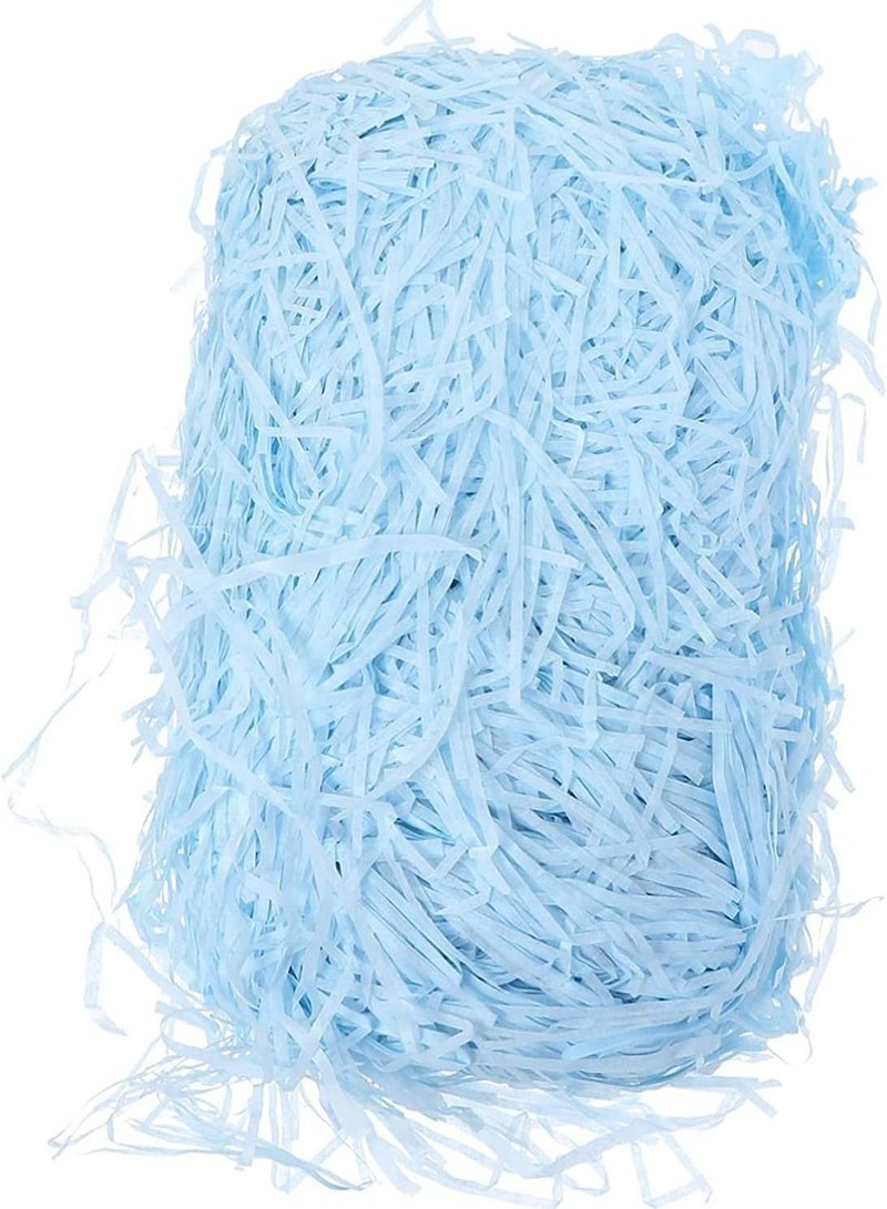 100 gram  Shreds Strands Eco-friendly Shredded Crinkle Confetti Crinkle Cut Paper Filling Shredded Paper for Hamper Gift Box Filling (Baby Blue) - Image 1