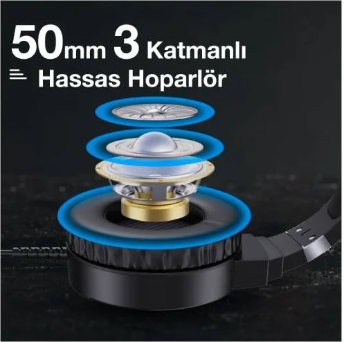 بولهاموبيل Polham RGB Illuminated On-Ear Gaming Headset with Microphone, 2.1 m Headphone with 3.5mm and USB Port