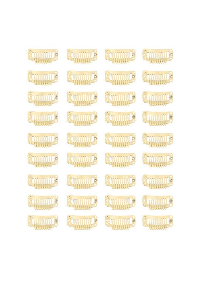 FeiHong 30Pcs 9 Teeth Stainless Steel Snap Comb Wig Clips Hair Extension Clips Wig Accessories Clip With 30 Assorted Sewing Needles And 2 Rolls Thread (Beige) - Image 3