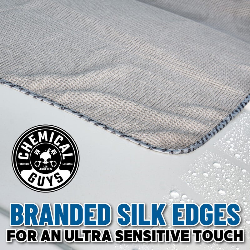 Chemical Guys MIC_781_01 Waffle Weave Gray Matter 70/30 Blend Microfiber Drying Towel with Silk Edging, 25" x 36" - Image 3