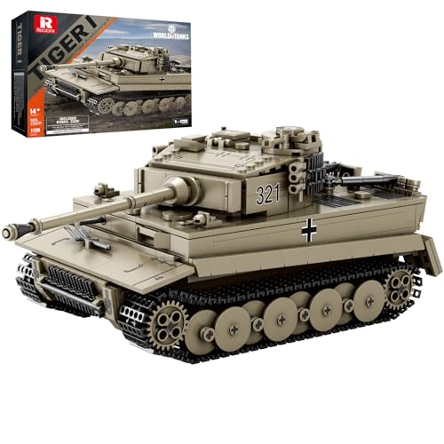Reobrix Tiger I Tank Building Block Set for Adult,WW2 Military German Tank Model Set,World of Tanks Authorized Products 77031,Army Toys Building Kit,Ideal Gift for Boys Age 14+,1138 PCS - Image 1
