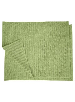 Superior Superior Striped Bath Mat 2-Pack, 100% Combed Cotton, Luxury Spa Ribbed Texture, Durable and Washable Bathroom Mats - Terrace Green, 22" x 35" each  - Image 1