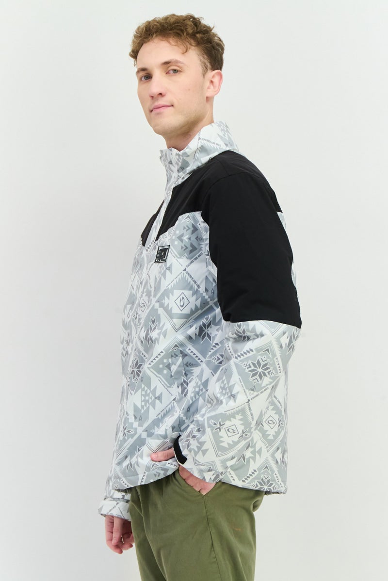 Gotcha جاكيت بافر للرجال بشعار العلامة التجارية، أبيض فاتح - Image 2