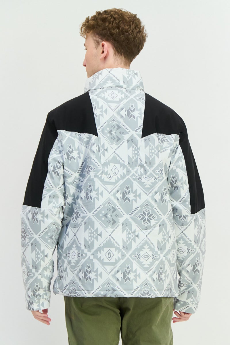 Gotcha جاكيت بافر للرجال بشعار العلامة التجارية، أبيض فاتح - Image 3