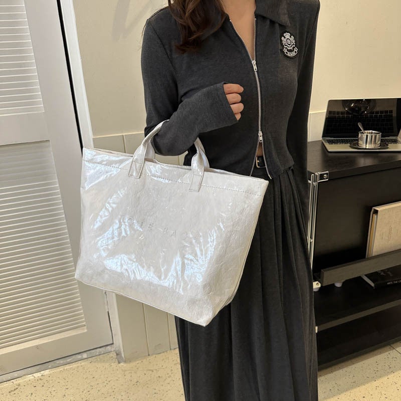 Dupont Paper Bag Tote Bag Jelly Bag Lazy Style Portable Large Bag Women'S Waterproof Large Capacity Shopping Bag For - Image 3