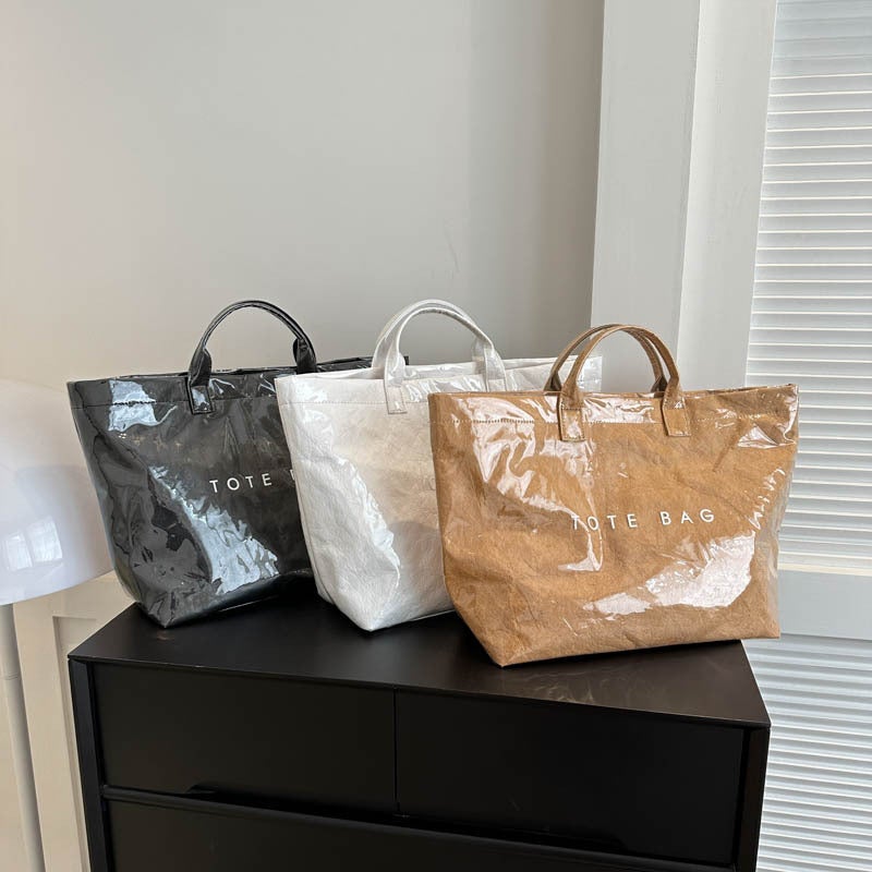 Dupont Paper Bag Tote Bag Jelly Bag Lazy Style Portable Large Bag Women'S Waterproof Large Capacity Shopping Bag For - Image 4