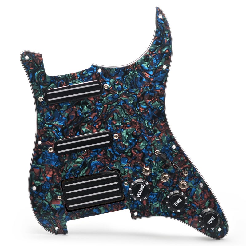 MAXCHEER SSH-Coil Splitting Electric Guitar Pickguard Two Mini Humbucker + ONE 4 Coil Pickup High Output-(9K/9K/18K) Loaded Prewired Scratchplate (Abalone Pearl, SSH) - Image 1