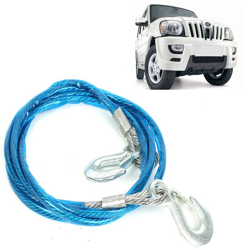 Selifaur - Heavy Duty Tow Ropes 8mm 4mtr 6Tons Wire Cable High Strength Hook Steel Wire Trailer Car Emergency Towing Rope for Scorpio - Image 3