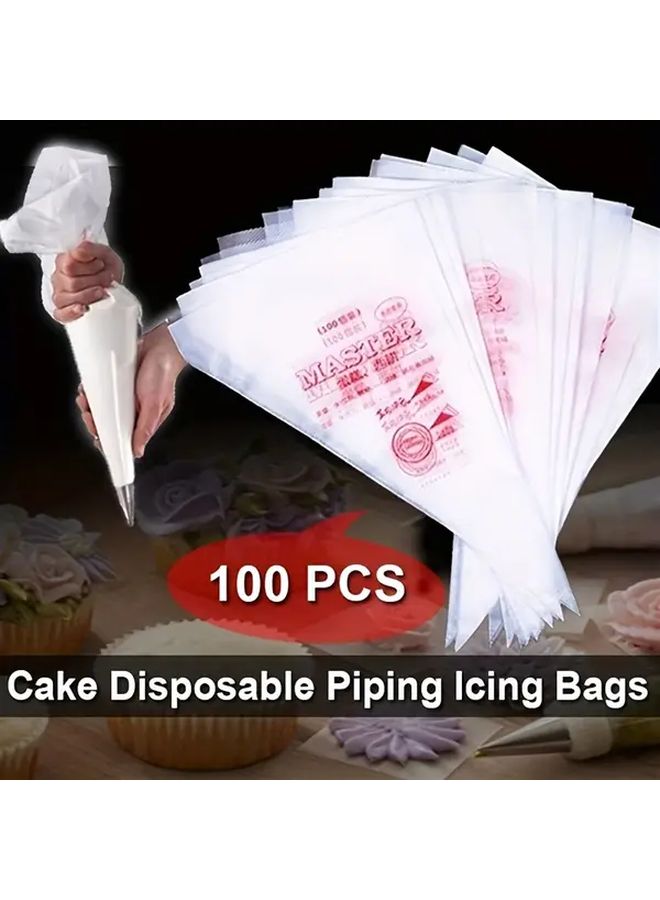 Disposable Plastic Piping Bags Size S 100 Pack Cake Cream Icing Decorating - Image 1