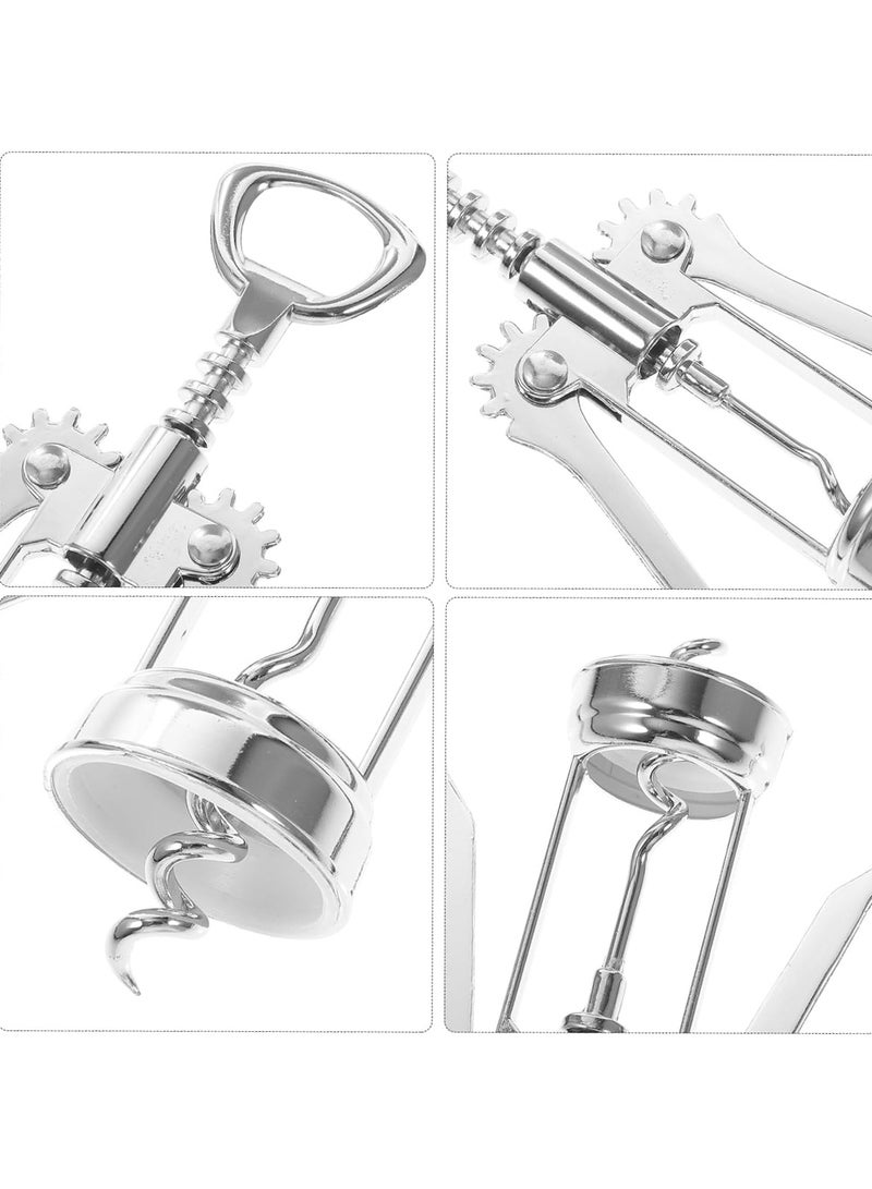 2 Piece Manual  Corkscrew Winged Bottle Opener for Party Stainless Steel Multifunctional Bottle Opener Easy to Use,Silvery.  - Image 2
