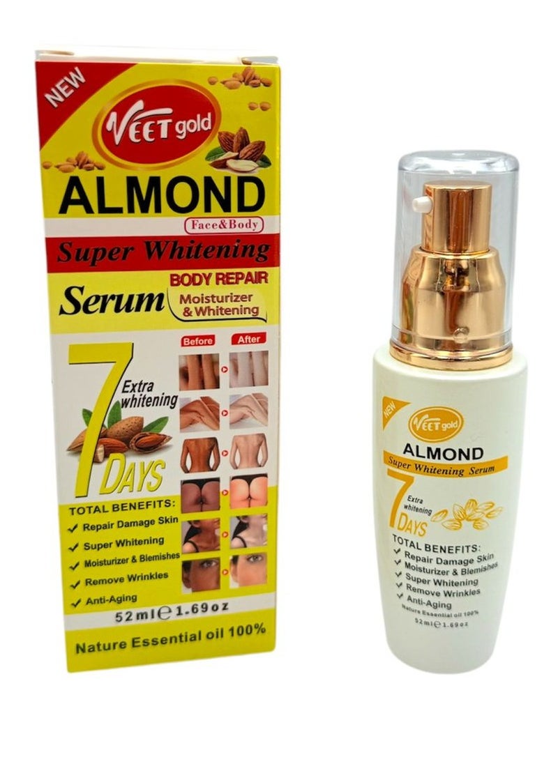 Veet gold almond face & body super whitening serum body repair moisturizer & whitening 52ml 