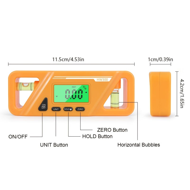 Yellow Digital Protractor Inclinometer Angle Measuring Gauge Magnetic 90 Degree - Image 2