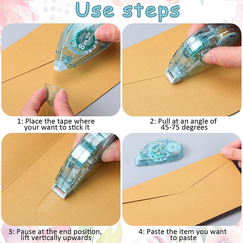 جيه زد اس بكرة لاصقة لسجلات القصاصات، 6 مم × 8 م، شريط لاصق مزدوج الجوانب، لوازم سجل القصاصات للبالغين، شريط صور لسجلات القصاصات - Image 3