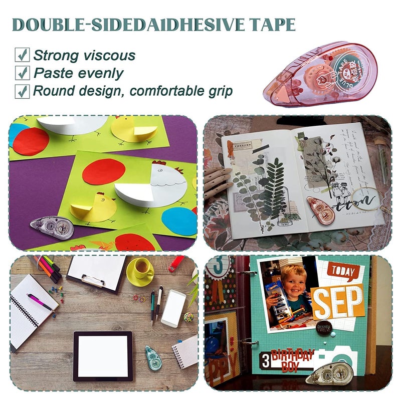 جيه زد اس بكرة لاصقة لسجلات القصاصات، 6 مم × 8 م، شريط لاصق مزدوج الجوانب، لوازم سجل القصاصات للبالغين، شريط صور لسجلات القصاصات - Image 5