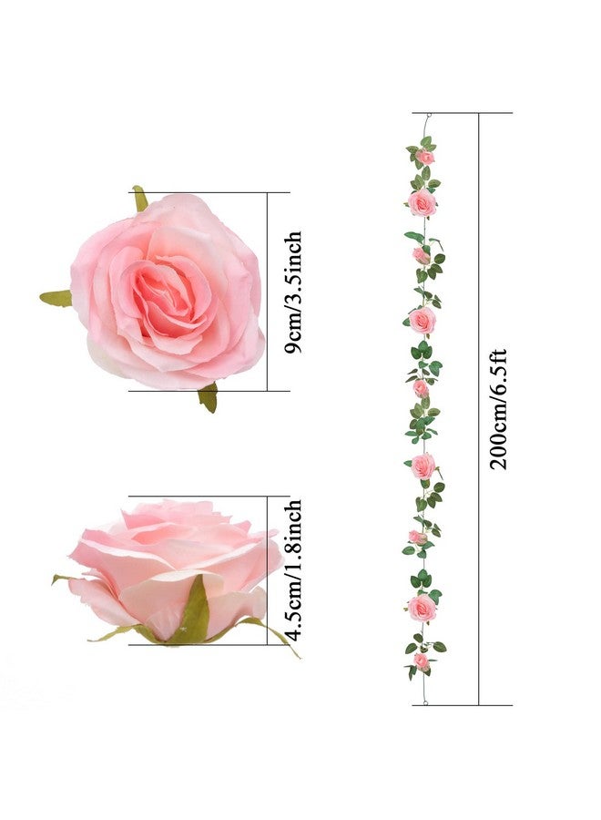 يو آرت لاينز مجموعة من 3 أكاليل زهور صناعية وردية اللون من U'Artlines بطول 19.5 قدم، أكاليل زهور حريرية صناعية للاستخدام الداخلي والخارجي، ديكور جداري للحديقة وقوس الزفاف والمنزل - Image 2