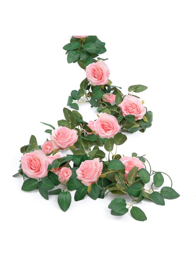 يو آرت لاينز مجموعة من 3 أكاليل زهور صناعية وردية اللون من U'Artlines بطول 19.5 قدم، أكاليل زهور حريرية صناعية للاستخدام الداخلي والخارجي، ديكور جداري للحديقة وقوس الزفاف والمنزل - Image 3