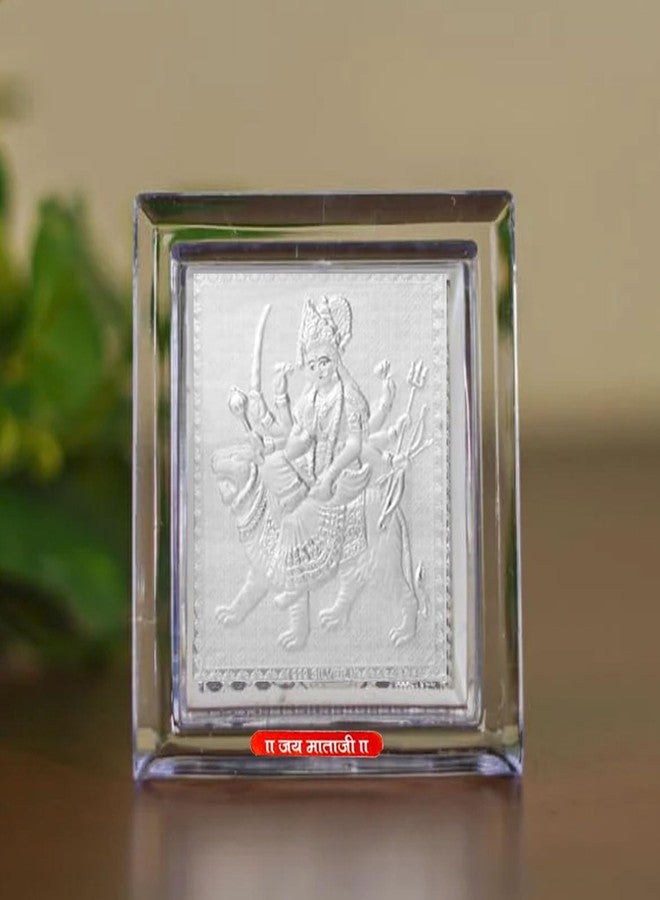 SHIJPIK 999 Pure Silver 15x12cm Ambe maa Frame, Home Decor, Silver Frame of Gods, Suitable to Store in Pooja Room, Office, Home/Best for Gifting/Ambe maa- Pack of 1 - VIS0094 - Image 1