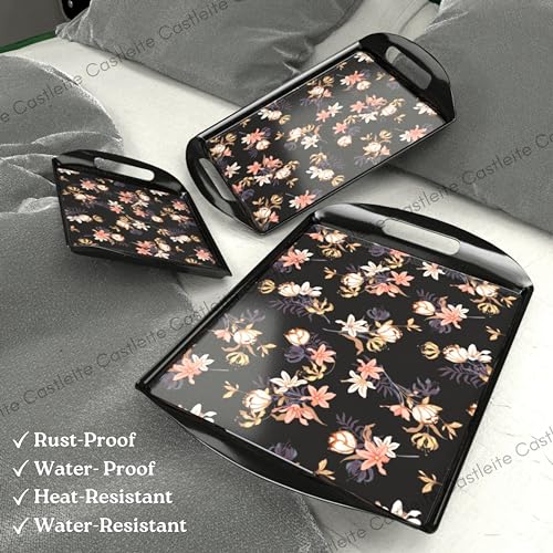 Castleite Aroma Series Melamine Trays Set of 3 with Handles for Serving Snacks or Tea – A Designer Tray Medley for Home or Cafe Use (Miami Lilac) - Image 4