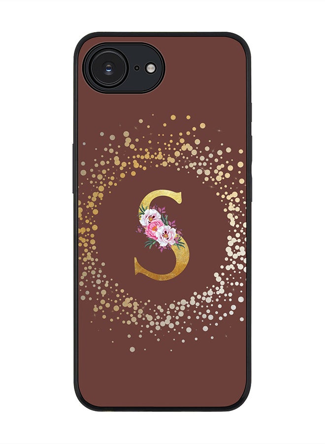 Stylizedd For Apple iPhone 16e Case,Slim fit Camera Protection, Shockproof Thin Phone cover  - Custom Monogram Floral - S  (Brown ) - Image 1