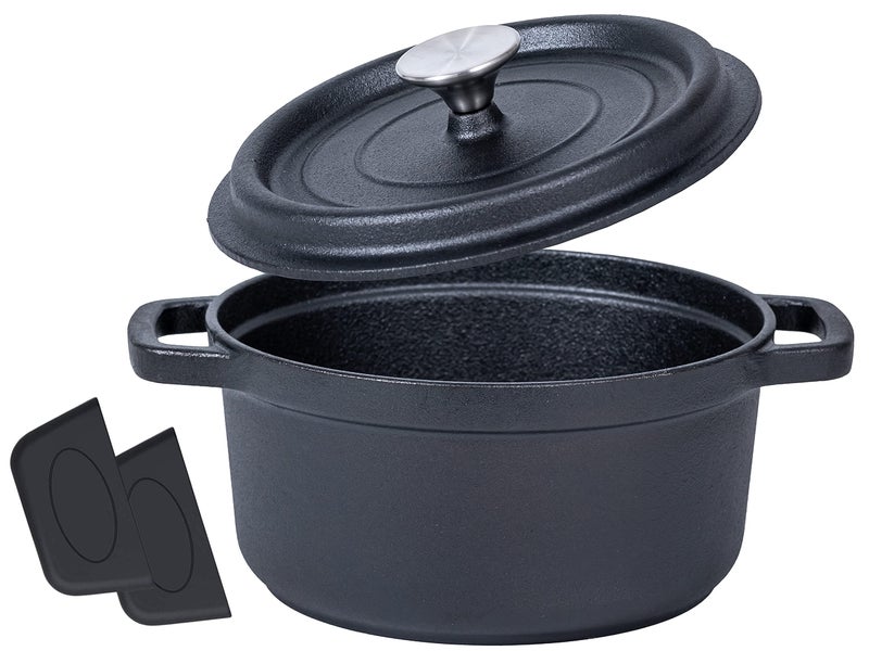 Bruntmor Bruntmor 4 Quart Preseasoned NonStick Cast Iron Dutch Oven With Handles Lid And Silicone Accessories 52 Qt Black Cast Iron Skillet with Loop handle Cookware Braising Pan For Casserole 