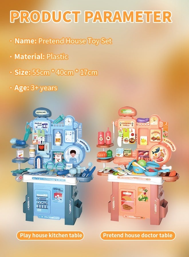 46 Pcs Kitchen Role Play Play Set, Fun Cookware Indoor DIY Toy Games, Kitchen Accessories Play Set for Boys Girls Kids Children Pink - Image 5