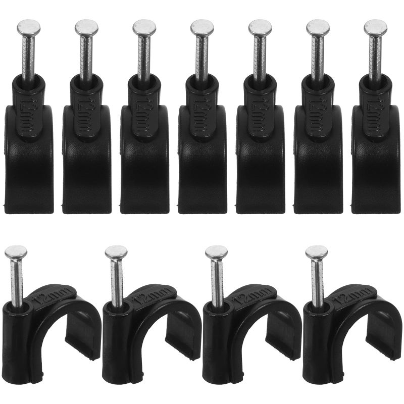 100Pcs 12mm Black Plastic Half Clamp Pipe Brackets for Plumbing and Cable Management - Image 2
