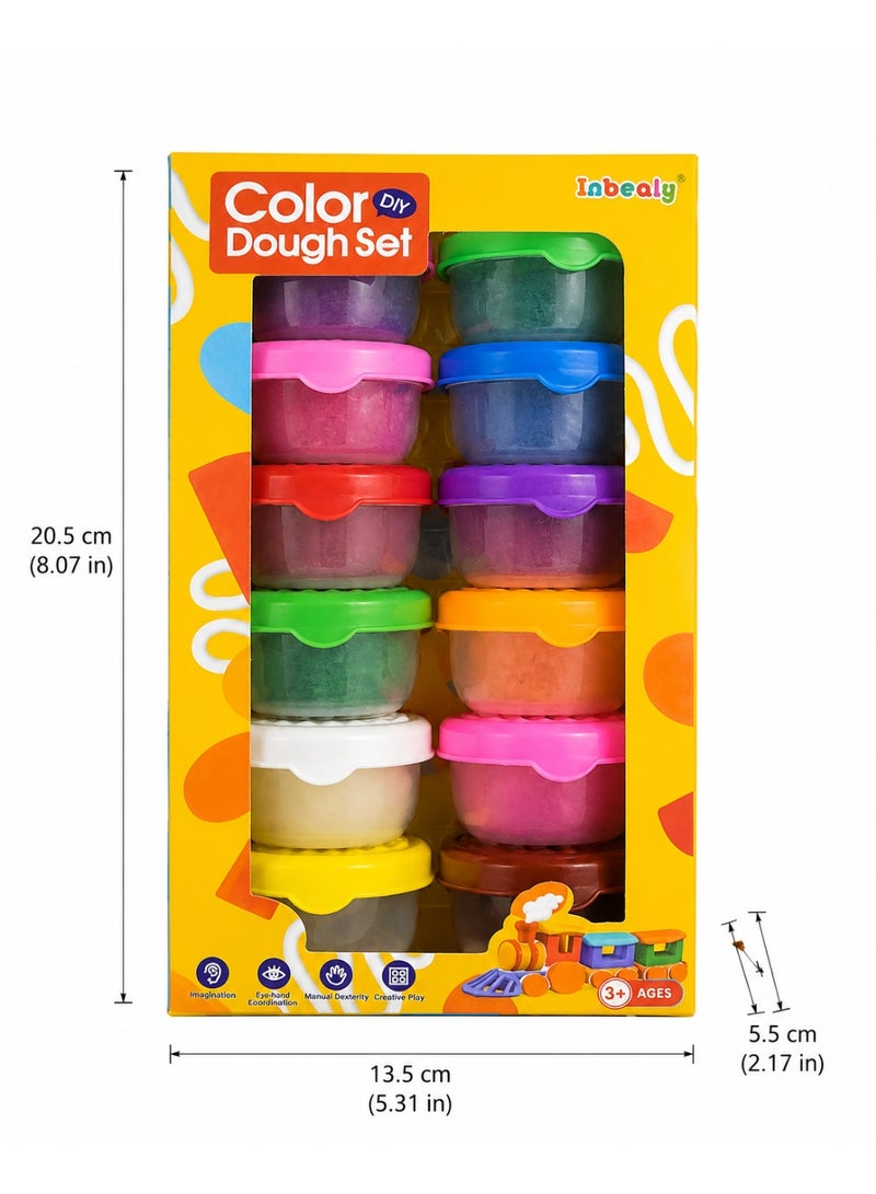 Kids DIY Color Dough Set – 12 Colors Modeling Clay with Storage Cups, Creative Art & Craft Play Dough Kit for Children Ages 3+ - Image 1