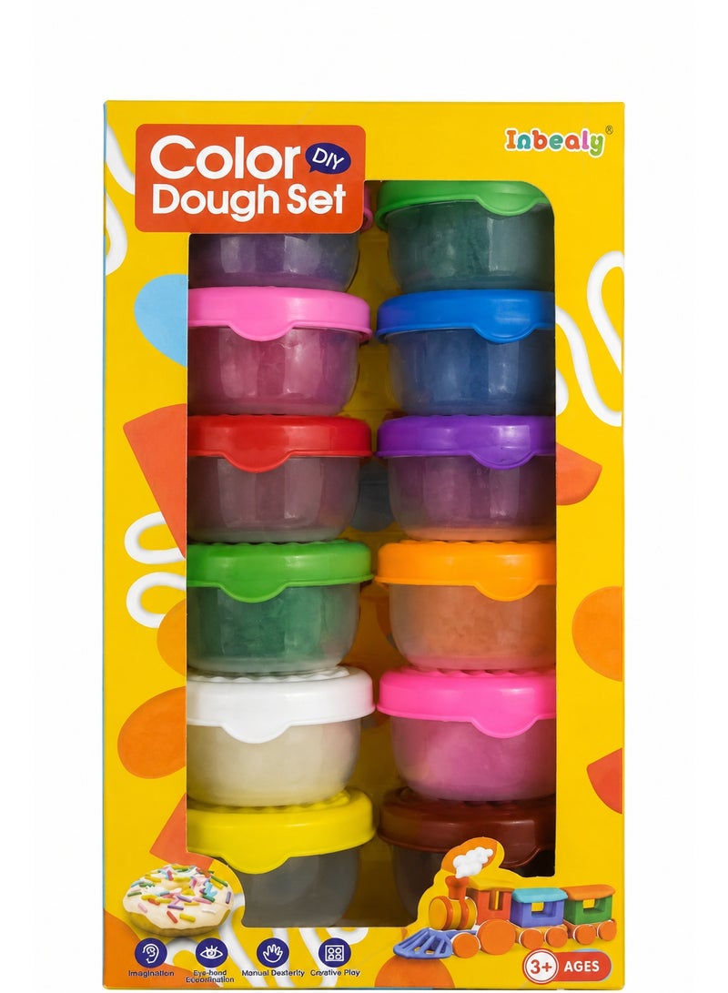 Kids DIY Color Dough Set – 12 Colors Modeling Clay with Storage Cups, Creative Art & Craft Play Dough Kit for Children Ages 3+ - Image 2