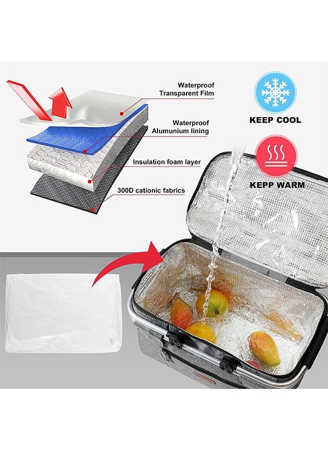 ZCM-HAPPY Outdoor Thermal Insulation Picnic Basket Foldable Portable Storage Basket  - Image 3