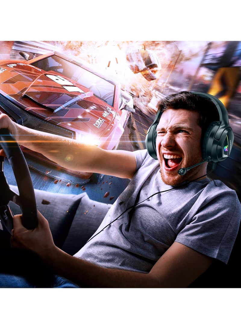 أونيكوما X2 سماعة الألعاب RGB ضوء 40 مم سائق ثلاثية الأبعاد ستيريو الصوت المحيطي إلغاء الضوضاء ميكروفون لجهاز PS3/4 Xbox PC - Image 3