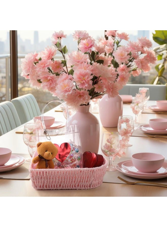 Layhit 4 Pcs Heart Baskets Woven Basket Pink Serving Platters Serving Trays Fruit Vegetables Bread Basket Heart Table Decorations Gift for Wedding Bridal Shower Birthday Baby Shower Slumber Sleepover Party - Image 4