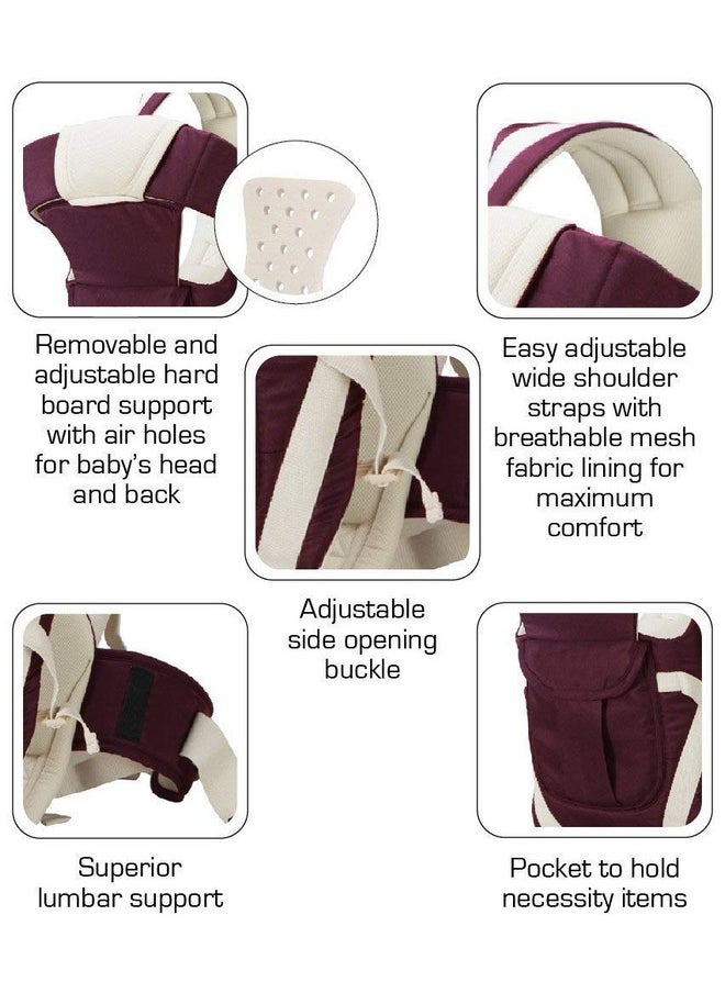 Chinmay Kids - 4-In-1 Adjustable Baby Carrier Cum Kangaroo Bag/Baby Carry Sling/Back/Front Carrier For Baby With Safety Belt And Buckle Straps For 0-18 Months Baby(Purple), Kid - Image 1