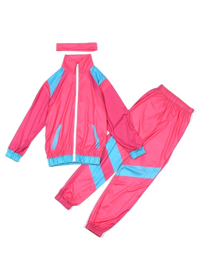 NIBEMINENT Boys Girls Retro Hip Hop 80s Tracksuit Costume Dance Sportswear Top Pants Sets Outfit Colorblock Windbreaker Sets - Image 1