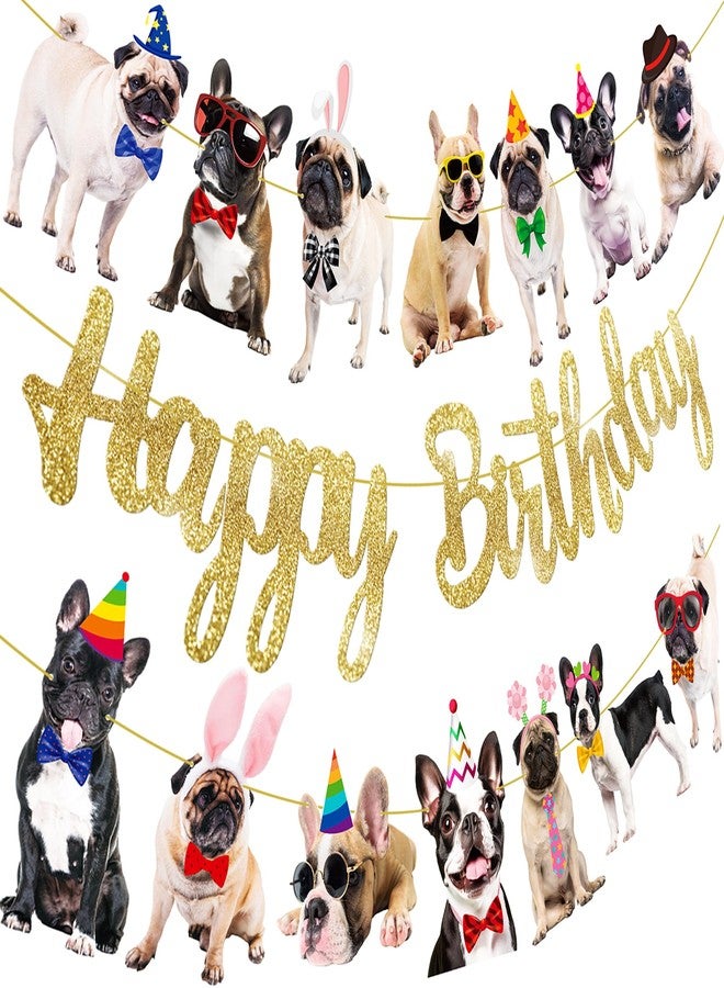 umoni 3Pcs Pug & French Bulldog Birthday Banners - Multicolor, Double Sided, 80x30 Inch Rectangular Party Banners for Dog Themed Celebrations - Image 2