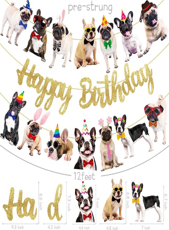 umoni 3Pcs Pug & French Bulldog Birthday Banners - Multicolor, Double Sided, 80x30 Inch Rectangular Party Banners for Dog Themed Celebrations - Image 5
