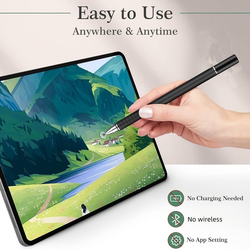 Universal Stylus 2 In 1 Precision Disc Pen For Touch Screens With 6 Replacement Tips - Image 4