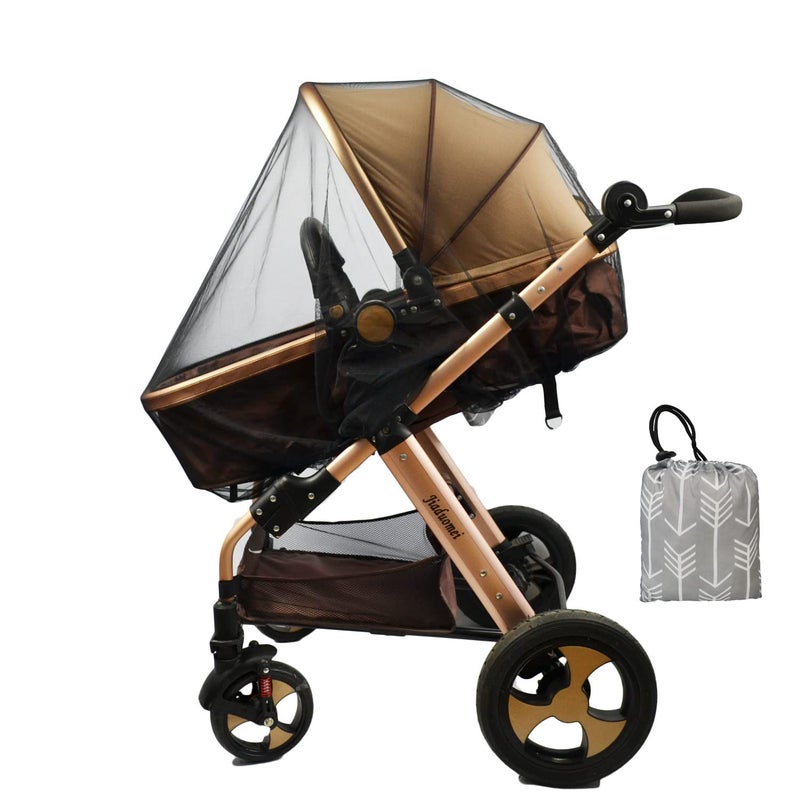 DODO NICI Stroller Netting Mosquito for Baby, Sewn in Pouch, Toddler Mosquito Net for Stroller with Storage Bag, Infant car seat mesh net, Black - Image 1