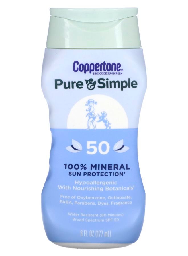 Pure & Simple 100% Mineral Sun Protection SPF 50 6 fl oz (177 ml)