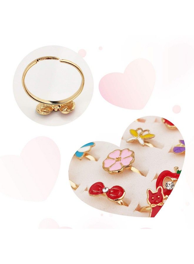 SUNMALL 36 Pcs Little Girl Adjustable Rings In Box No Duplication Children Kids Jewelry Rings Set With Heart Shape Display Case Girl Pretend Play And Dress Up Rings For Kids (A)  - Image 5