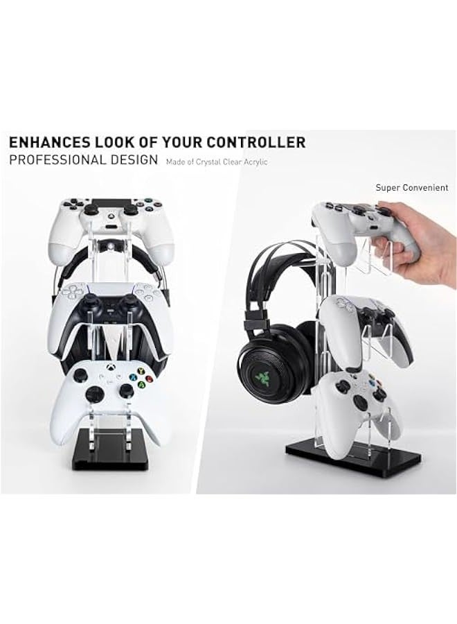 حامل وحدة تحكم عالمي من 3 طبقات وحامل سماعة رأس ل PS4 PS5 PS5 Xbox ONE Switch، حامل وحدة تحكم للألعاب، قم ببناء حصون ألعابك - Image 3