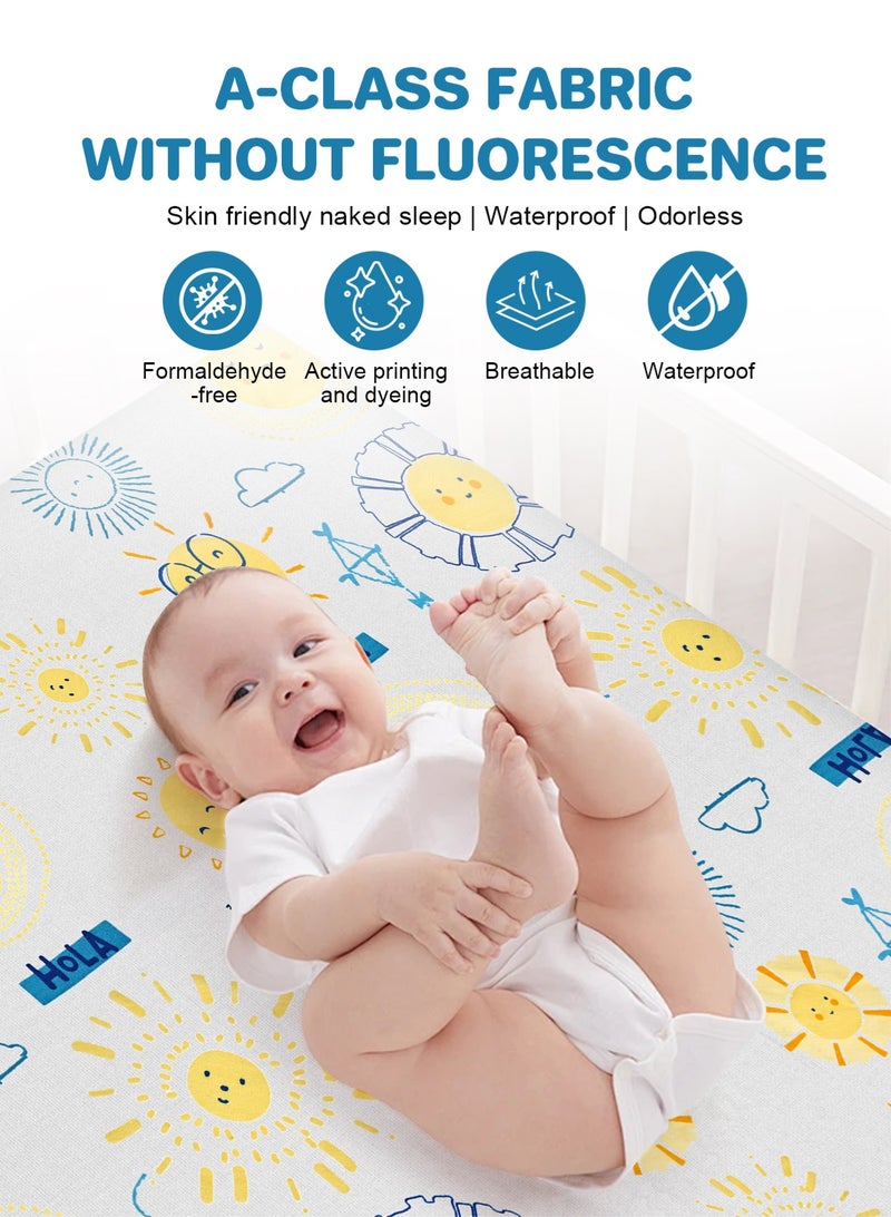 URbazaar Waterproof Crib Mattress Protector Sheets,%100 Cotton Fabric, Absorbent Crib/Toddler Mattress Protector, Quilted, Certified, Noiseless Machine Wash, Good Morning Sunshine  (5/6 cm ，4 sizes available) - Image 2