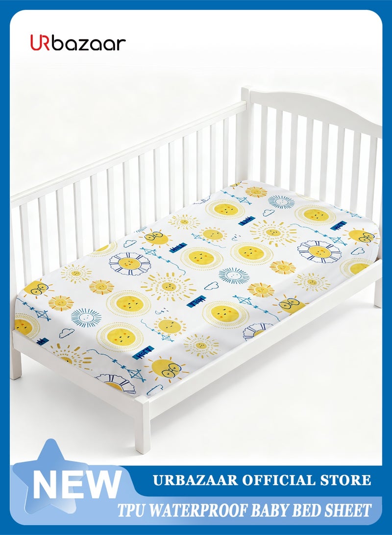 URbazaar Waterproof Crib Mattress Protector Sheets,%100 Cotton Fabric, Absorbent Crib/Toddler Mattress Protector, Quilted, Certified, Noiseless Machine Wash, Good Morning Sunshine  (5/6 cm ，4 sizes available) - Image 1
