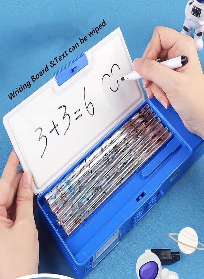 CIRBOX Kids Astronaut Pencil Box with Password Lock & Sharpener – Pop-Up Multifunction Pencil Case, Starry Sky Design, Built-in Whiteboard, School Pen Holder (Blue) - Image 2