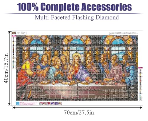 BOHADIY 5D DIY The Last Supper Diamond Painting Kits for Adults, Large Size Full Drill Diamond Arts Rhinestone Pasted, DIY Painting Diamond Dot Arts Crafts for Home Wall Decor Gift 27.5 X 15.7 Inch - Image 4