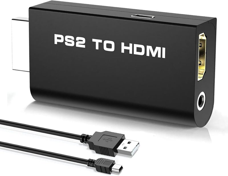 sartyee New PS2 to HDMI Converter Adapter, Video Converter with 3.5mm Audio Output for HDTV HDMI Monitor, with USB Power Cable, Supports All PS2 Display Modes - Image 1